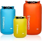TOMSHOO Dry Bag 3-Pack/5-Pack, Lightweight Waterproof Bags Roll Top Sack Set Keeps Gear Dry for Hiking, Beach, Fishing, Kayaking, Boating, Swimming, Camping