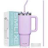SMLIXE 40 oz Tumbler with Handle and Straw Lid,Insulated Reusable Stainless Steel Water Bottle Travel Mug，Cupholder Friendly Double Wall Vacuum Sealed Cup (Lavender Purple)