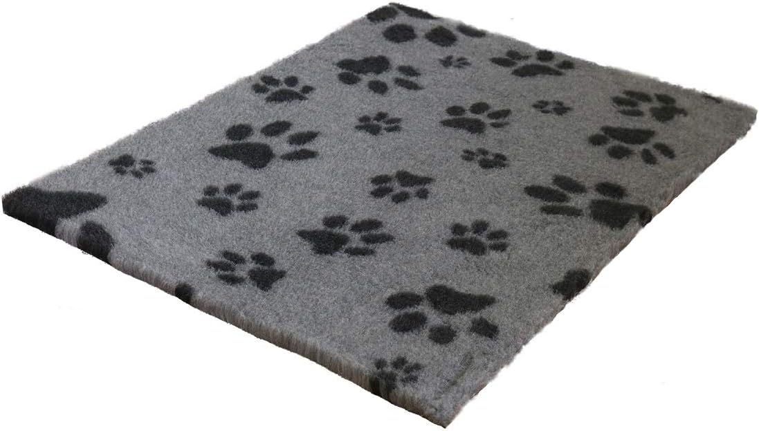 Vet Fleece Bedding, Grey with Charcoal Multi-Paws, 100 x 75 x 3 cm (L x W x H) - Image 3