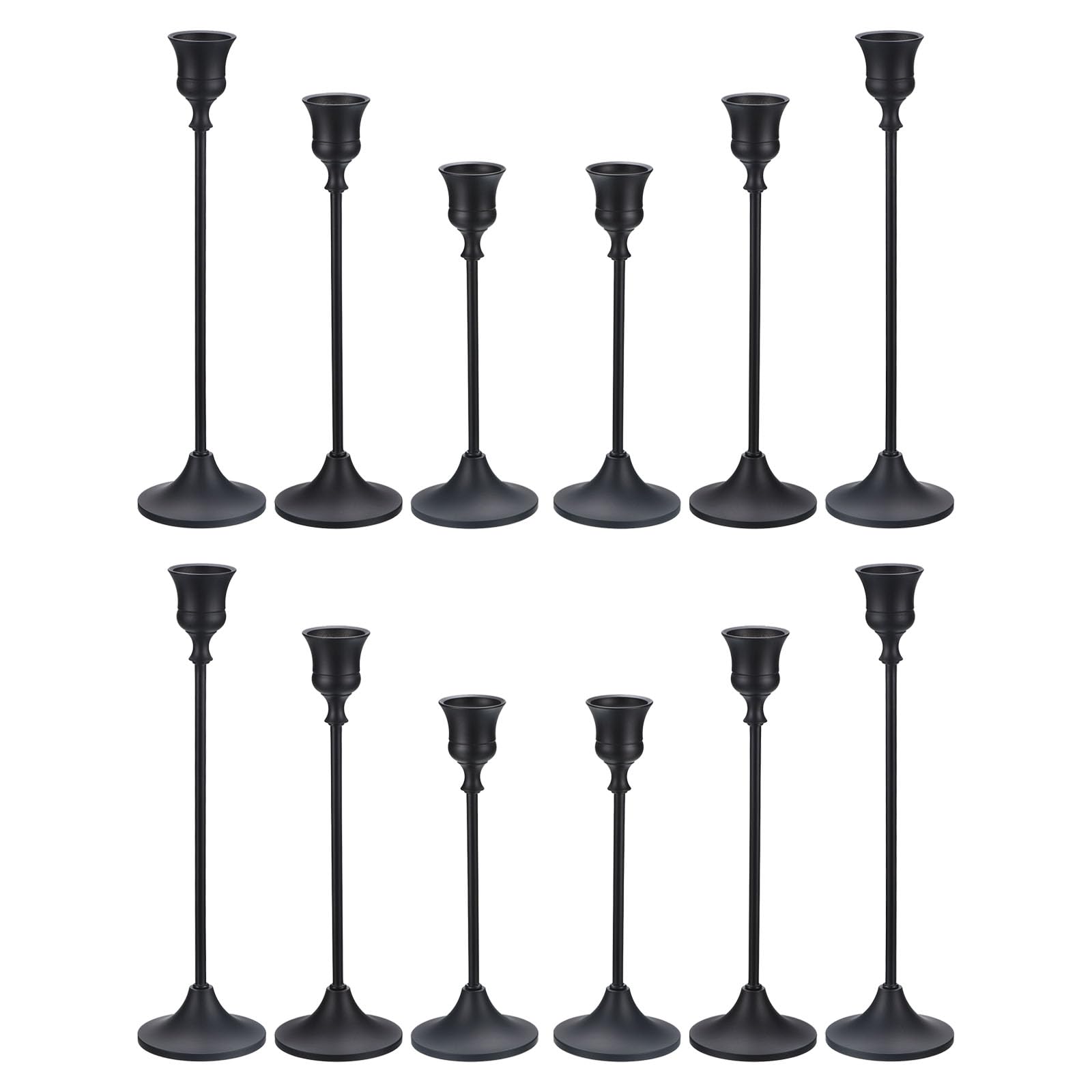 YOKIVE 12 Set Candelabra Candle Holders, Table Sturdy | Great for Farmhouse, Decor Party, Black, Multiple Size