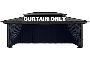 Pakunoda Outdoor Gazebo Curtain Replacement Universal 4-Panel Sidewalls 12' X 20',Outdoor Patio Waterproof Privacy Curtain with Double Zipper for Patio,Garden, and Backyard (Curtain Only)