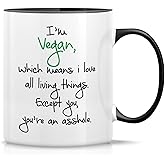 Retreez Funny Mug - I'm a Vegan Means I Love All Living Things Vegetarian 11 Oz Ceramic Coffee Mugs - Funny, Sarcasm, Sarcastic, Inspirational birthday gifts - White Mug with Black Handle and Inner