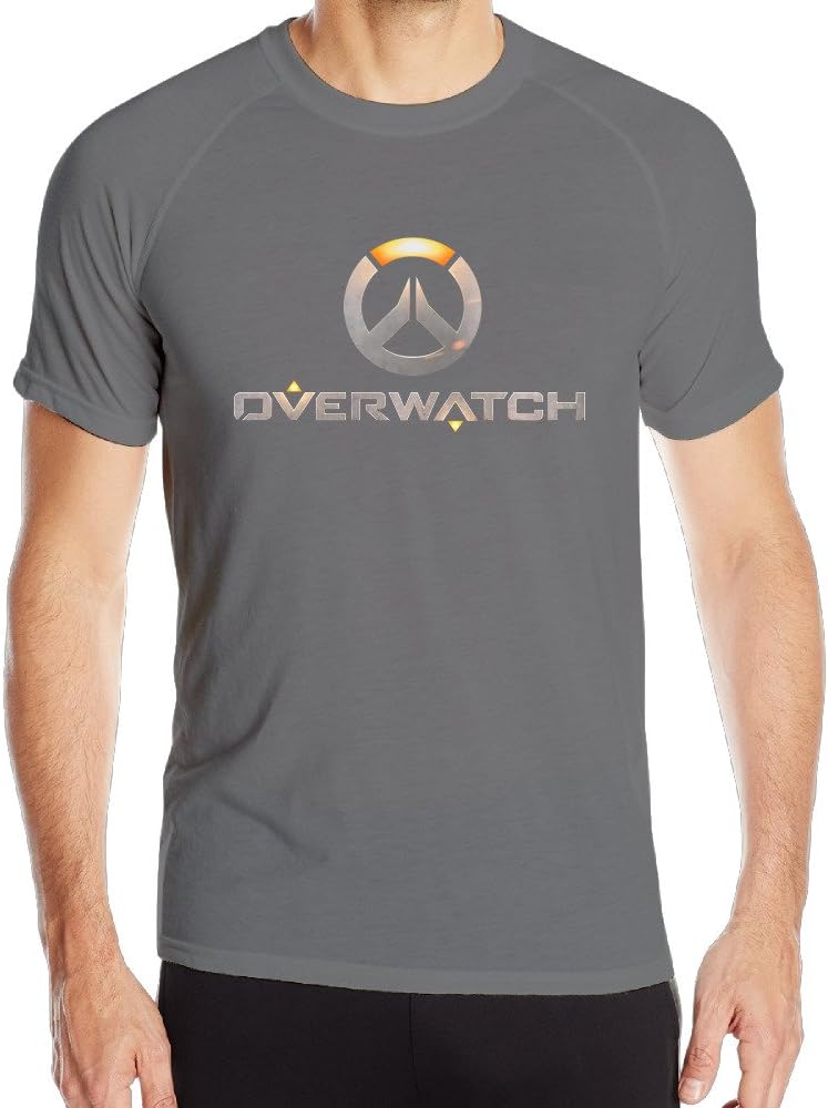 KFJNJINS Men's Overwatch OW Logo Sport Quick Dry Short Sleeved T Shirts