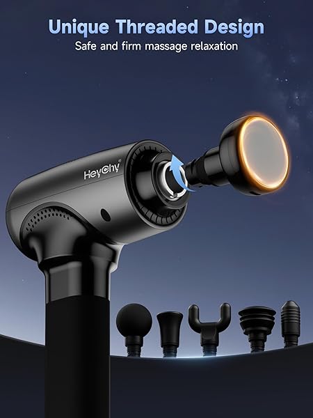 HEYCHY MASSAGE GUN DEEP TISSUE WITH HEAT HEAD, HANDHELD MUSCLE BACK MASSAGER WITH CARRY CASE, PORTABLE PERCUSSION MASSAGER GUN WITH 6 REPLACEMENTS FOR ATHLETES PAIN RELIEF