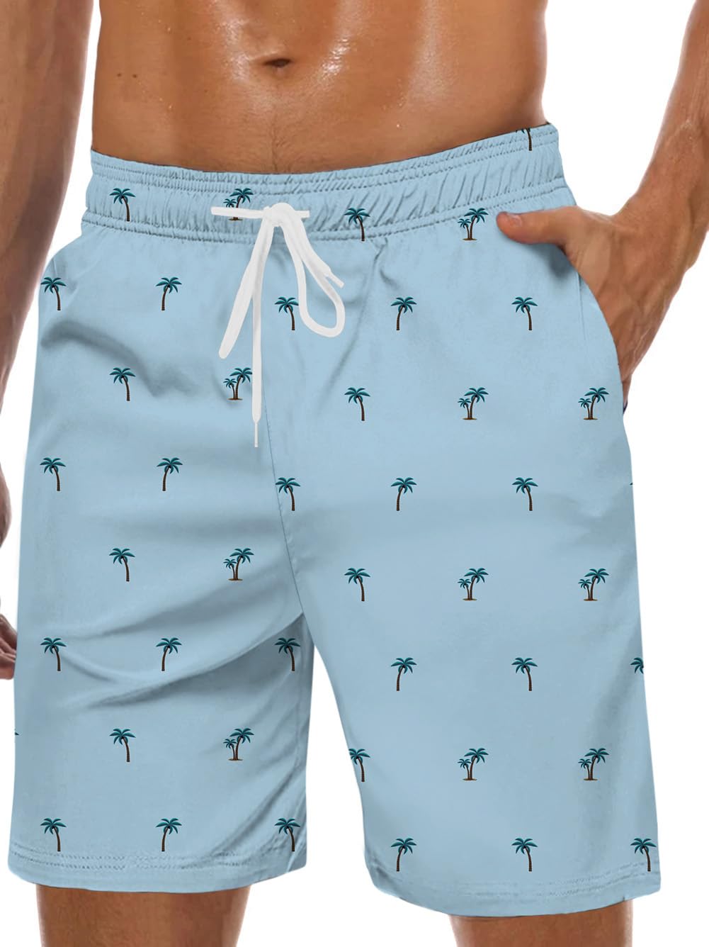 Lzzidou Men's Swim Trunks 8 Inch Inseam Mesh Lining