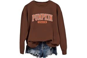 GINESBE Pumpkin Season Sweatshirt Women Fall Crewneck Halloween Shirt Vintage Graphic Long Sleeve Thanksgiving Pullover Top