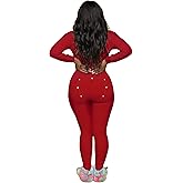 Aopwsrlyi Womens Sexy Butt Flap Pajamas Deep V Neck Long Sleeve Jumpsuit Adult One Piece Bodycon Romper Sleepwear