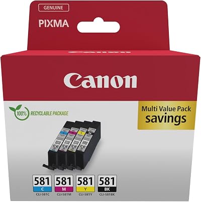 Canon CLI-581 C M Y BK Pack of 4 Cartridges Genuine Recycled Packaging