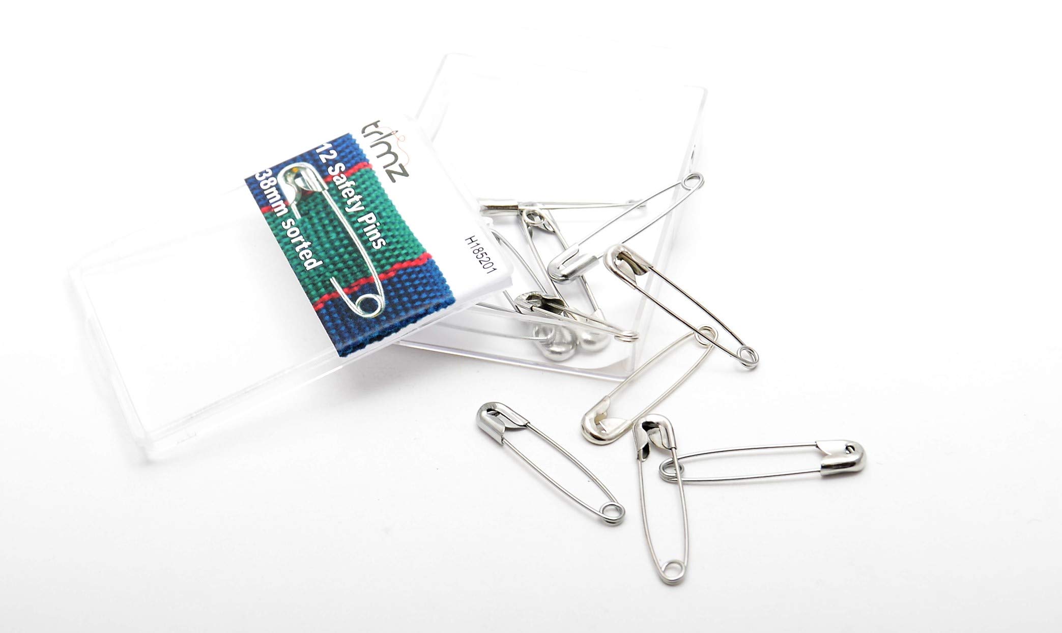 12pces x Silver Safety pins 38mm