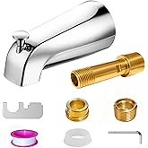Metal Chromel Bathtub Spout with Diverter, All Metal,5.3 Inch Tub Spout, Fits 1/2" Copper Slip-On and 1/2" or 3/4" IPS Thread