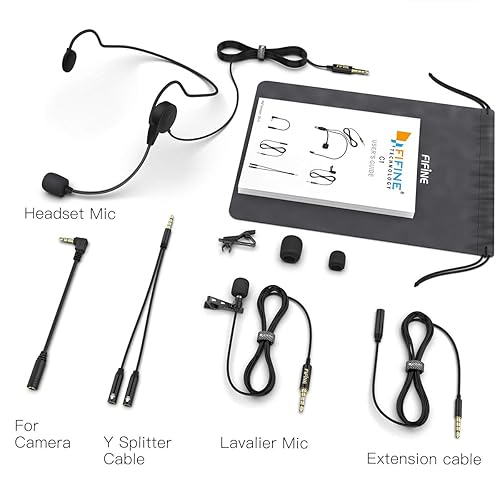 Fifine Lavalier Lapel Microphone, Clip On Mic for