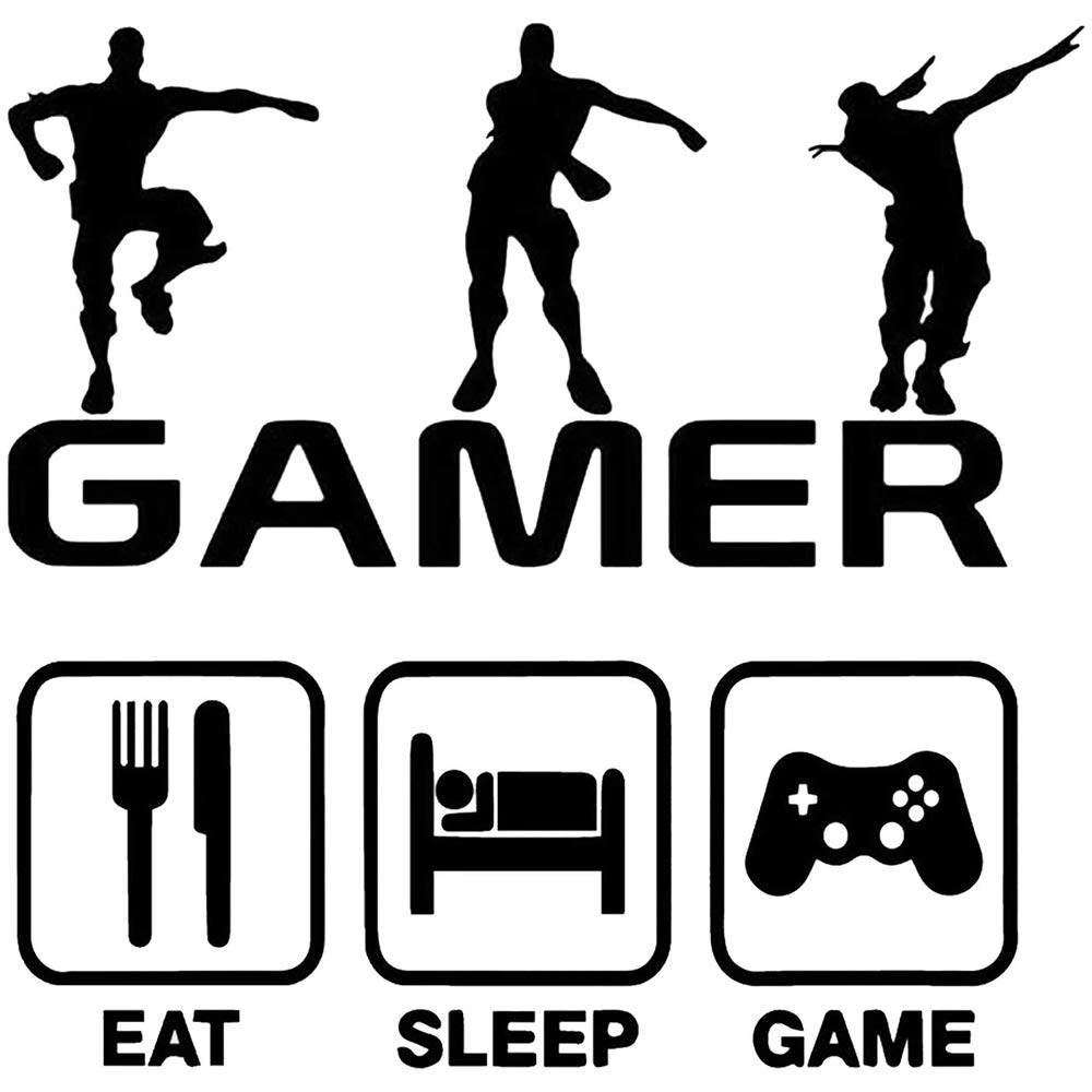 Cosswe Gamer Wall Stickers,2Pcs Eat Sleep Game Wall Decals,Gaming Theme Personalised Wall Sticker Vinyl Art Design Gamers World Wall Decor for Children Boys Bedroom,Dining,Playroom