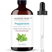MAJESTIC PURE Peppermint Essential Oil | 100% Pure and Natural Peppermint Oil | Premium Grade with Glass dropper | 60 ml