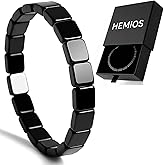 Hemios Hematite Bracelet Men - Reignites Masculine Energy, Natural Hematite Stone Beaded Stretch Healing Bracelets Valentines Birthday Anniversary Christmas Jewelry Gifts for Him