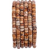BEADIA Natural Brown Picture Jasper Spacer Beads Caps Loose Semi Gemstone for Beading Jewelry Making 4mmx2mm 38cm