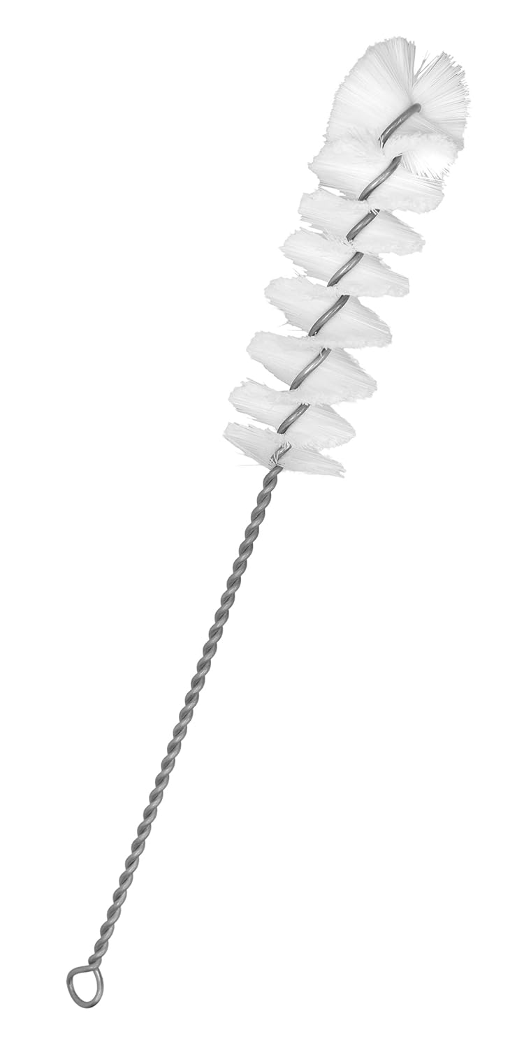 Test Tube Brush, Nylon, 9" Total Length, 3.5" Brush Length, 1 1/8" (29mm) Diameter - Eisco Labs, White