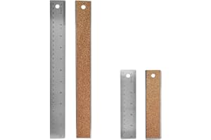 6-Inch and 12-Inch Stainless Steel Metal Ruler with Non-Slip Cork Backing - 2 Pack