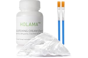 HOLAMA Improved Etching Cream for Glass Kit - 2.8oz Thicker, Smoother Formula - Include 2 Brushes, 8 Cultural Glass Etching Stencils, Protective Inner Lid - Ideal for Any Glass, Ceramic and Mirror Etching