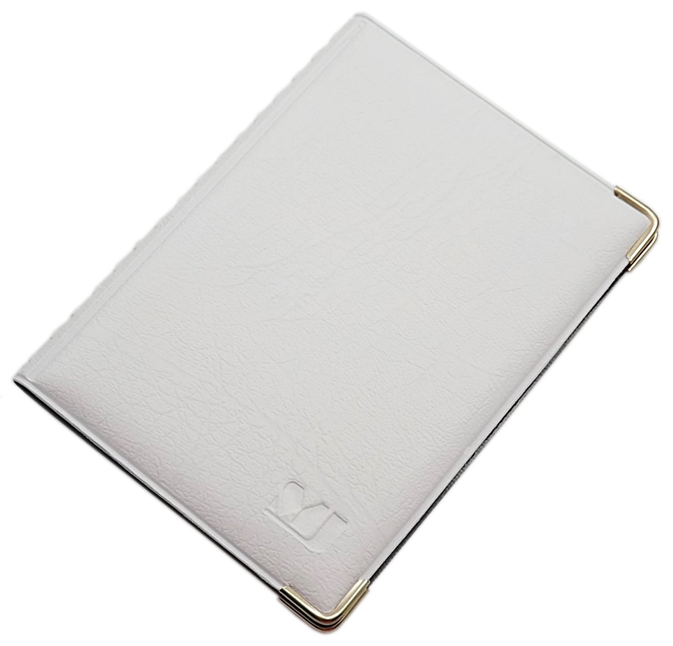 myledershop ID and Credit Card Holder with Metal Corners 10 Pockets (Design 4 / White)