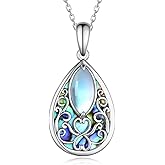 CVRAVO Filigree Moonstone Necklace 925 Sterling Silver Moonstone Necklace for Women Filigree Jewelry Gifts for Women
