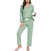 COLORFULLEAF 100% Cotton Pajama for Women Long Sleeve Shirt with Pants Sleepwear Soft Lounge Pjs Sets with Pockets S-XXL