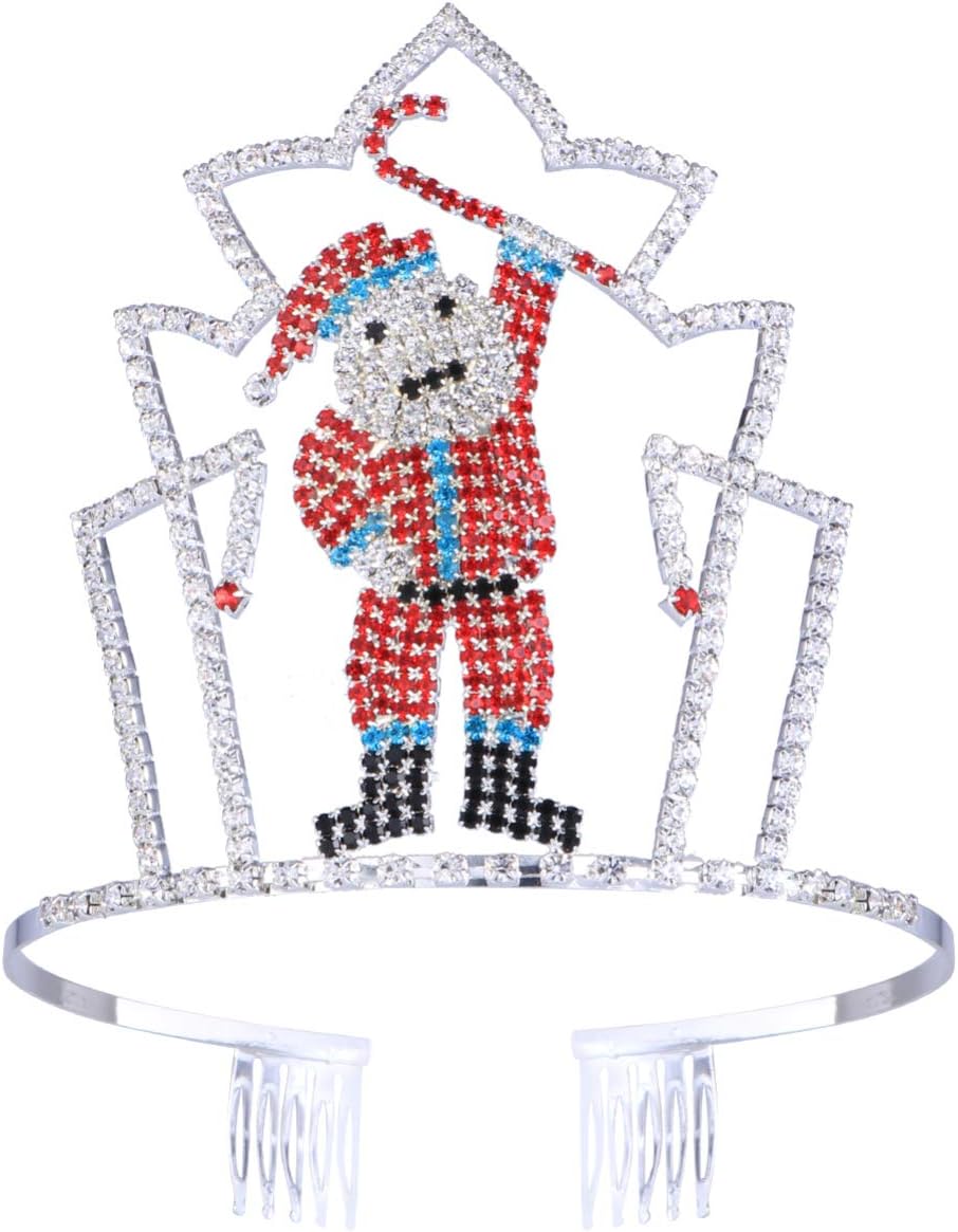 FRCOLOR Christmas Tiara Crown with Comb Rhinestone Santa Claus Headband Wedding Christmas Cosplay Costume Photo Prop for Women Girl