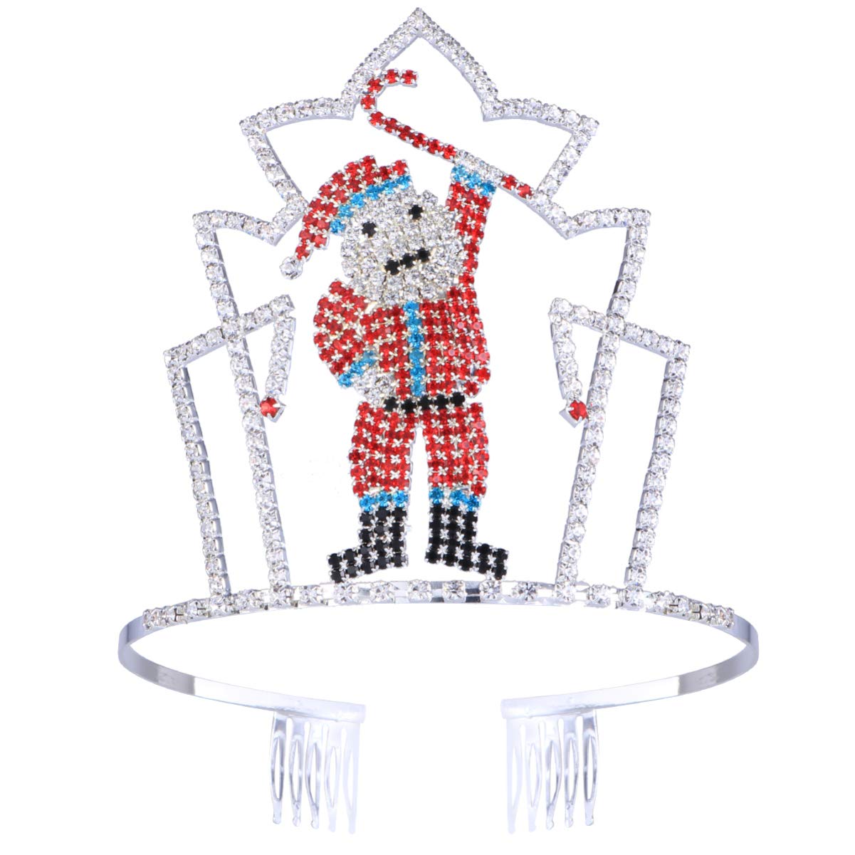 FRCOLOR Christmas Tiara Crown with Comb Rhinestone Santa Claus Headband Wedding Christmas Cosplay Costume Photo Prop for Women Girl