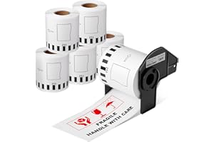 COLORTY Compatible with Brother DK-2251 Continuous Length Label Black/Red on White Paper Tape DK-22251 Replacement for Brother QL-820NWB QL 810W QL800, 2.4”x 50ft, 6 Rolls + 1 Refillable Cartridges