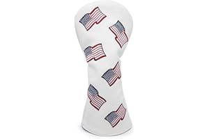 BARUDAN GOLF US Flag Patriotism Golf Club Head Covers White for Driver, Fairway Hybrid Woods - 4 Options - Synthetic Leather Golf Wood Head Covers Set(D/F/H), Driver Headcover, Fairway Wood Head Cover, Golf Hybrid Head Cover