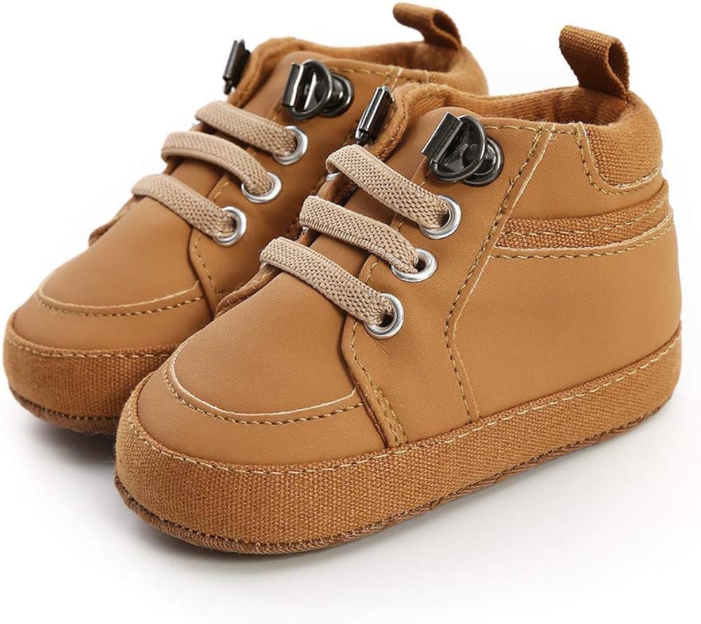  | Meckior Toddler Baby Boys Girls High Tops Ankle Sneakers Soft Anti-Slip Sole PU Leather Moccasins Infant Newborn Prewalker First Walking Crib Shoes | Sneakers