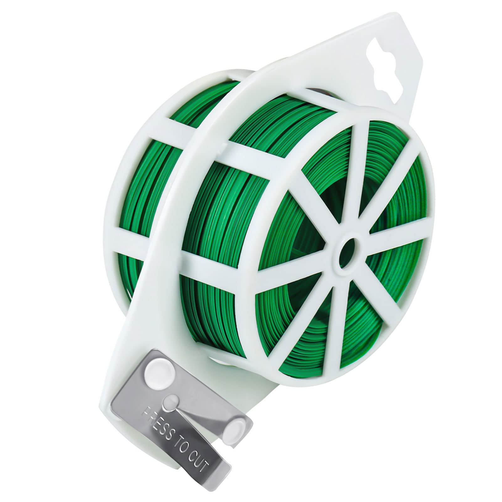 Shintop 100m Garden Wire, Green Gardening Twist Ties with Built-in Cutter for Gardening, Home, Office Plant Support