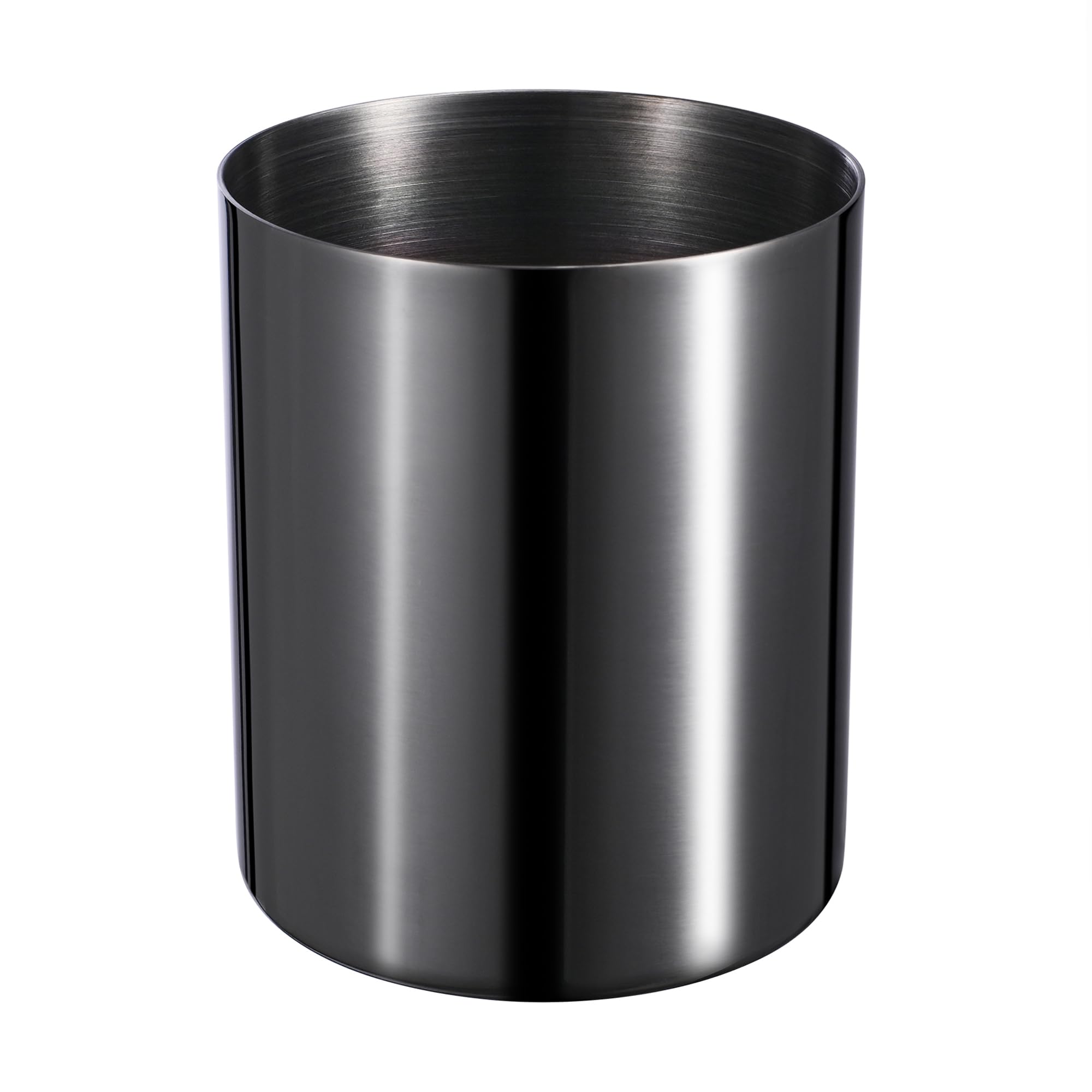 Bidponds Black Pencil Holder for Desk, Stainless Steel Pencil Cup, Pen Holder Cup, Pen Pot, Vases Flower Pot, Makeup Brush Holder, Desktop Accessory Stationery Organizer