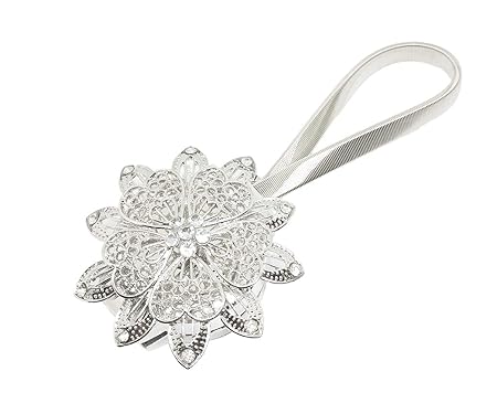 Bipy Curtain Clips Tiebacks Magnetic With Crystal Flower White