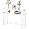solaround Acrylic Console Table, Entryway Table with Storage Shelves (1, 39.4 * 31.5 * 11.7) (Clear)