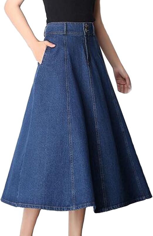 long flowy denim skirt