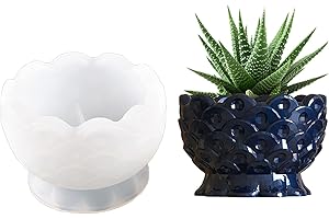 ANKTILY Silicone Flower Pots Molds, Silicone Planter Concrete Cement Clay Molds Resin Round Bowl Moulds Candle Soap Making Moulds