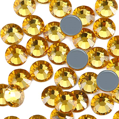 Dowarm 1440 Pieces Hotfix Crystal Rhinestones for Clothes Crafts, Hot Fix Glue on Flatback Crystals, Iron on Crystal Rhinestone (Topaz, SS10)
