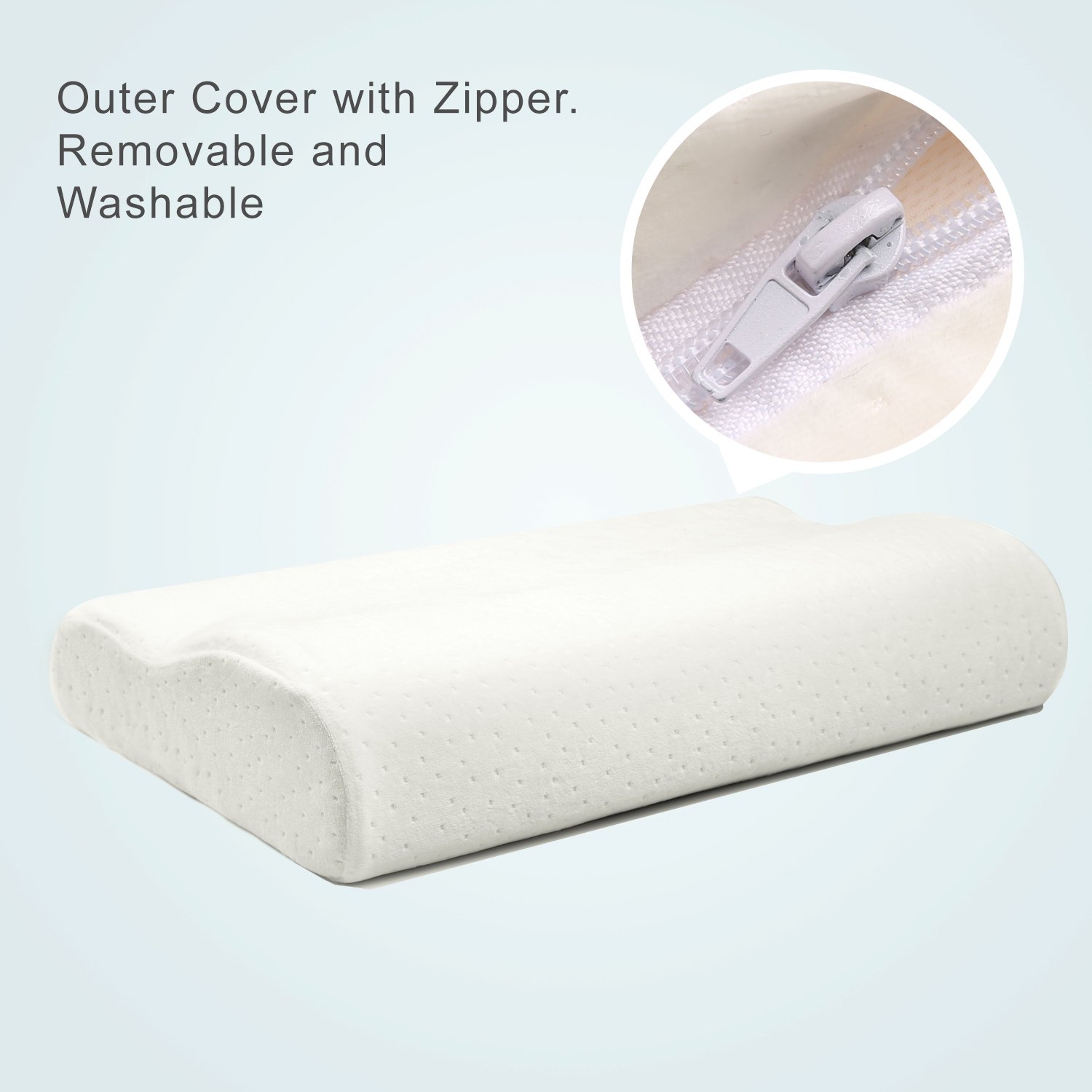 ZQ Memory Foam Therapeutic Design Cervical Bed Pillow Contour Pillow for Back and Side Sleepers (Standard)(White Memory Foam Bed Pillow)