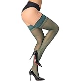 DancMolly Silky Thigh High Stockings, with 17+ Colors Sheer Silicone Lace Top Pantyhose for Women