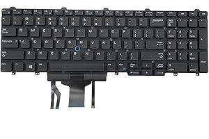 ANTWELON Laptop Replacement Keyboard Backlight for Dell Latitude E5550 E5570 5580 5590 5591, Precision 3510 3520 7510 7520 7710 7720 Series Laptop with Pointer US Layout Back light