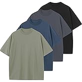 KEEPSHOWING Men's Cotton T-Shirts Oversized Unisex Short Sleeve Crew Neck Loose Basic Tops Solid Athletic Tee
