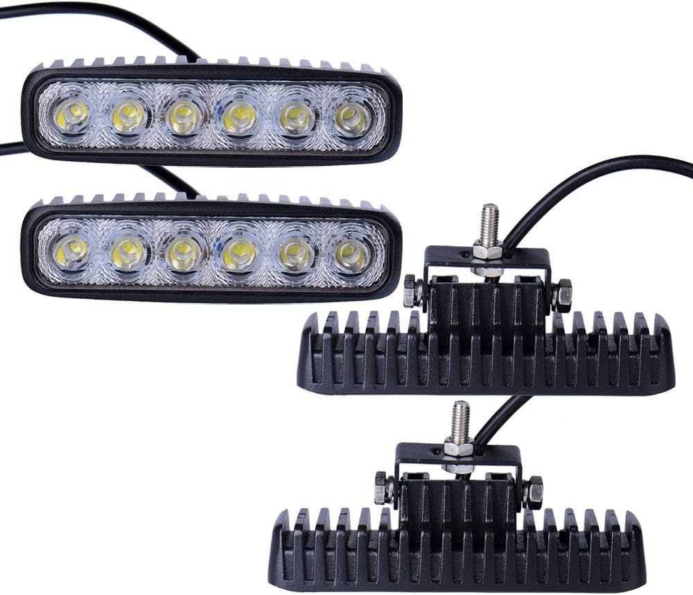 Pack of 4 Leetop Offroads 18W LED Flood Work Light,Rectangle Bar,12-24V,Spot Fog Day Driving Lamp for Car and Truck [Energy Class A+++]