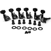 harpfeas 6 Pieces 6R Guitar tuner pegs,small Square Sealed guitar tuning pegs tuners machine heads,for Acoustic or Electric Guitar (Black)