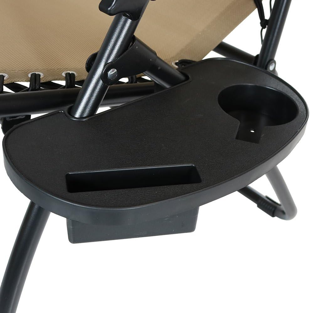 Sunnydaze Outdoor Zero Gravity Chair 2 Pack with Patio Table Cupholders and Pillows Included Khaki: Kitchen & Dining