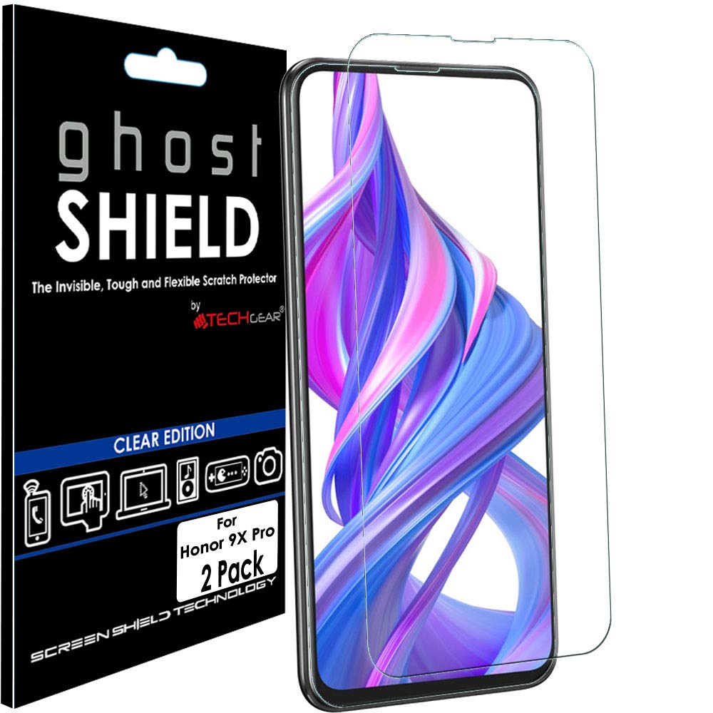 TECHGEAR [Pack of 2] Screen Protectors for Honor 9X Pro [ghostSHIELD Edition] Genuine Reinforced TPU film Screen Protector Guard Covers with FULL Screen Coverage inc Curved Screen Area