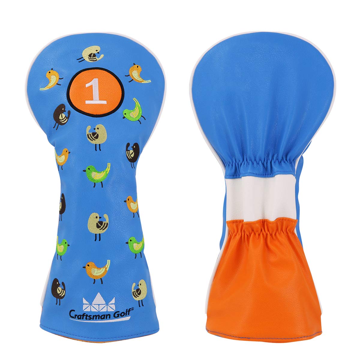 Craftsman Golf Birdie Birds Blue Driver Fairway Wood Hybrid Mallet Blade Putter Cover Headcover (#1 Driver Cover)