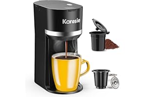 Single Serve Coffee Maker for K-Cup and Ground Coffee, Fast Brew, 6-12 oz Brew Sizes Single Cup Coffee Machine Fits 5.5" Mugs