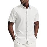 PJ PAUL JONES Mens Short Sleeve Dress Shirts Stretch Wrinke Free Untucked Business Casual Button Down Shirt Regular Fit