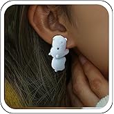 Sttiafay Cute Cartoon Animal Earrings Animal Dog Bite Earrings Cartoon Biting Ears Stud Earring Funny 3D Clay Handmade Polymer Earring for Women(Yellow)