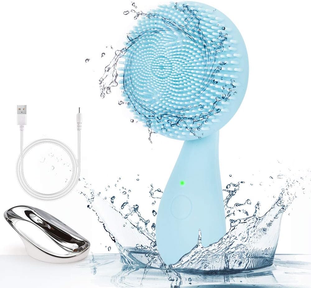 RoNeauty Silicone Facial Cleansing Brush Waterproof Rechargeable Portable Face Wash Brush Rotating Face Scrubbing Brush with 4 Function Modes for Deep Cleansing,Gentle Exfoliating, Removing Blackhead
